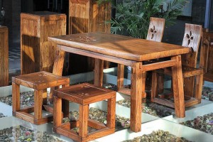 古典榆木家具明清长方形餐桌椅图1