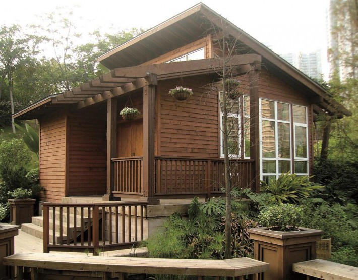 广州雅之居户外园林木业木屋高清图片