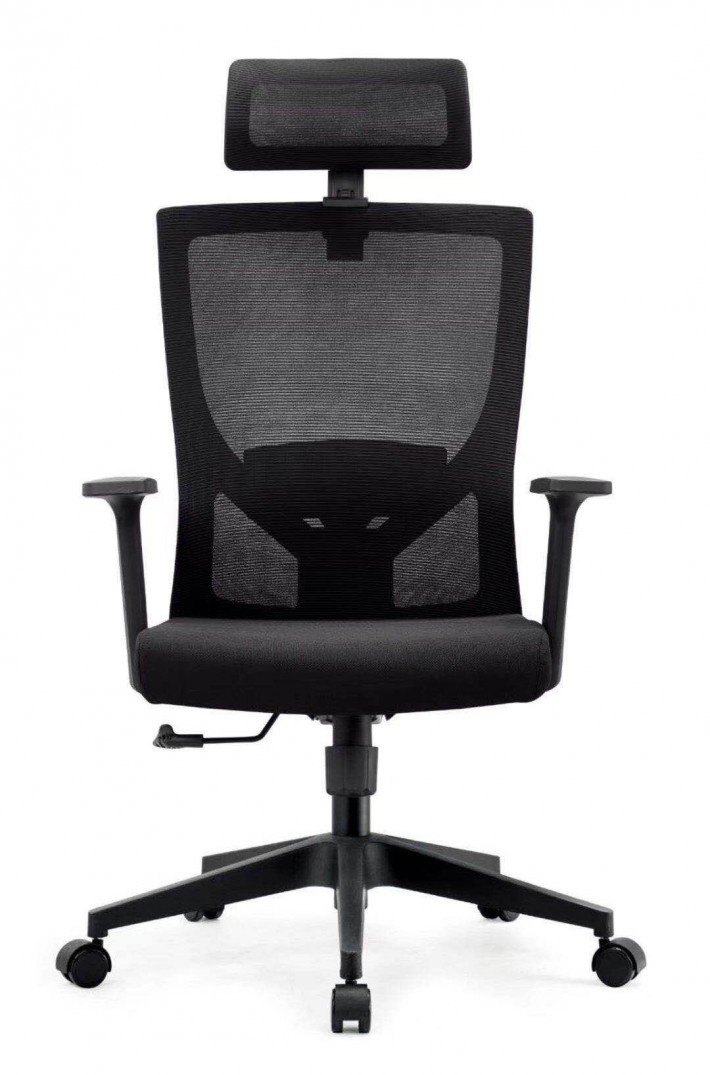 现代网转椅带头枕黑色电脑椅子Y20