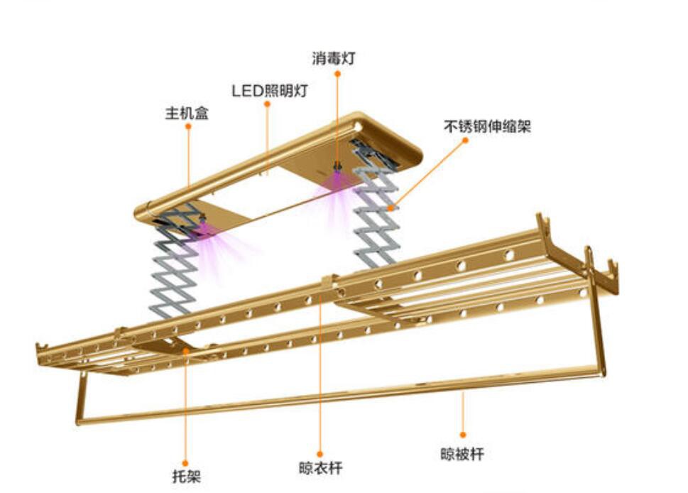 智能电动晾衣架遥控升降收缩折叠户外阳台室内自动嗮晾衣机