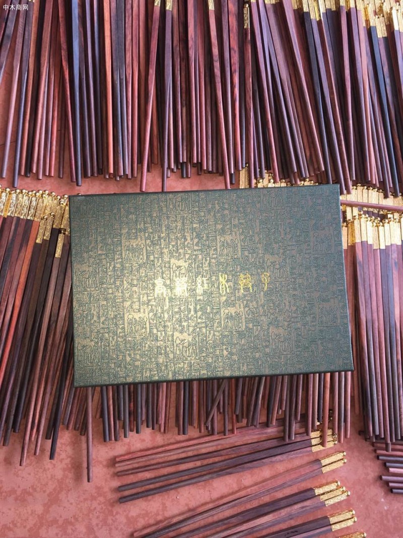 红酸枝铜头筷子,一盒十双图片