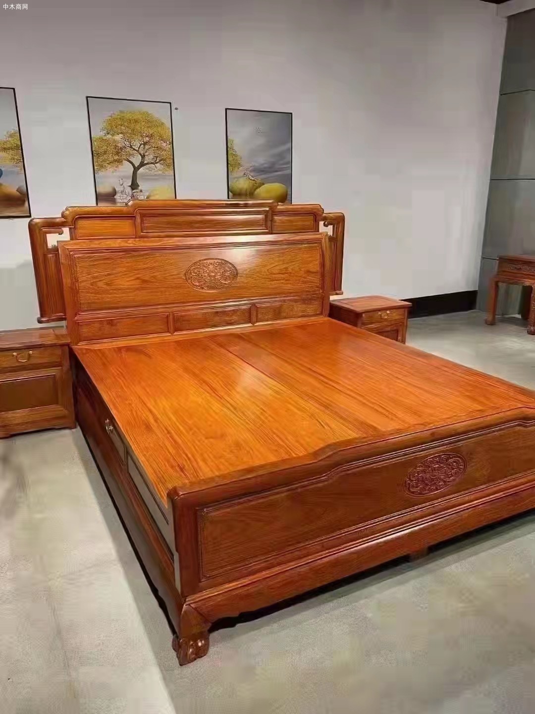 凭祥万世千秋缅甸花梨木的大床要用烫蜡工艺及红木家具价格及图片品牌