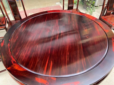 老挝大红酸枝国色天香圆桌图4