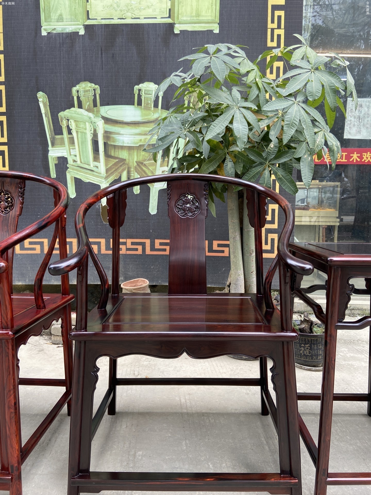 凭祥匠心居老挝大红酸枝圈椅正宗多少钱价格