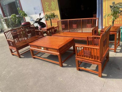 凭祥龙之涵红木家具缅甸花梨新中式沙发六件套生产厂家图2