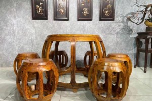 凭祥龙之涵红木家具越南黄花梨️圆鼓凳子图片价格