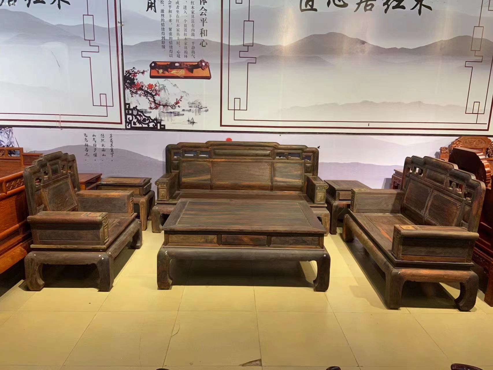 凭祥匠心居红木家具老挝大红酸枝国色天香大沙发一二三六件套厂家