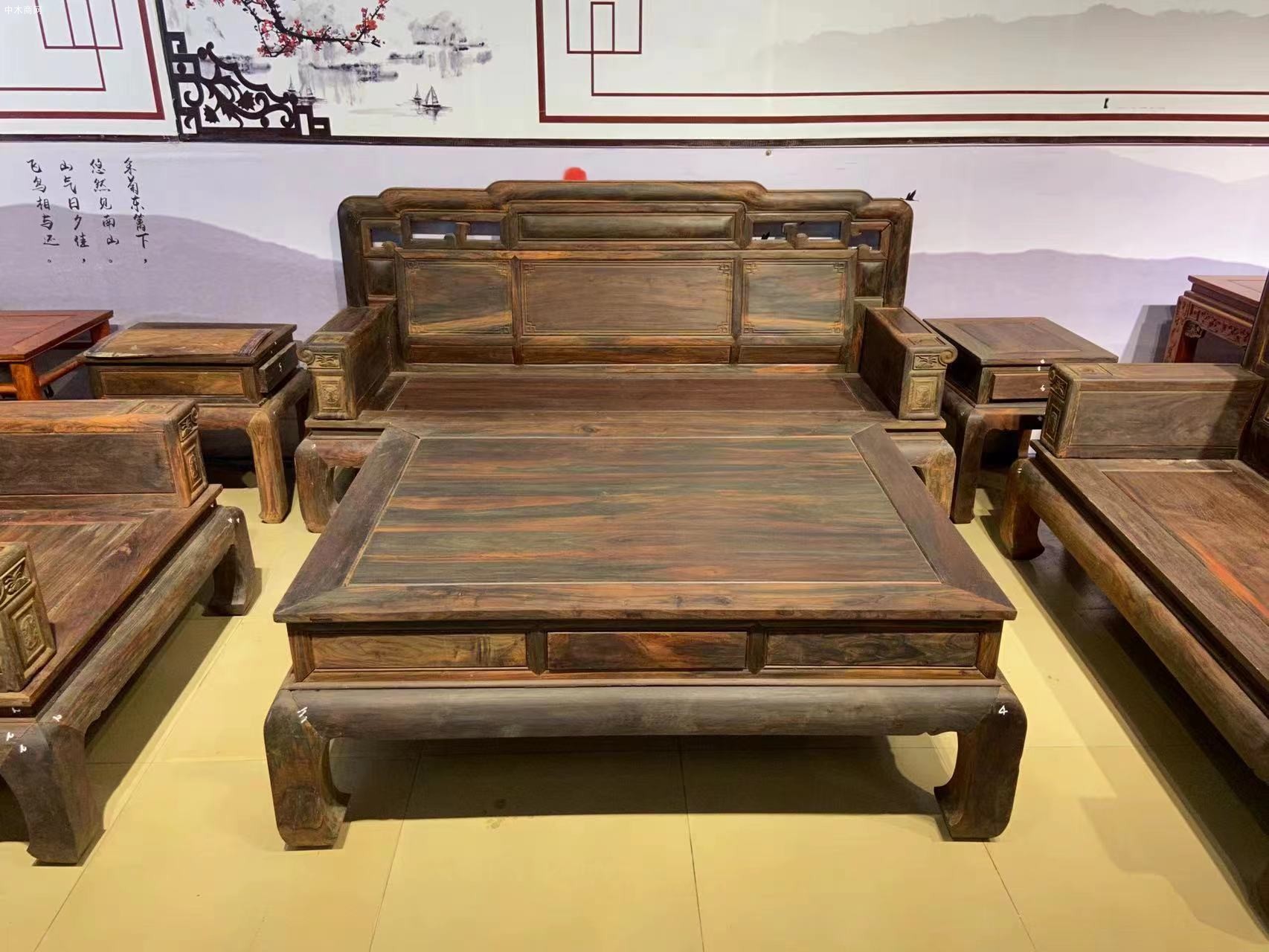 凭祥匠心居红木家具老挝大红酸枝国色天香大沙发一二三六件套厂家品牌