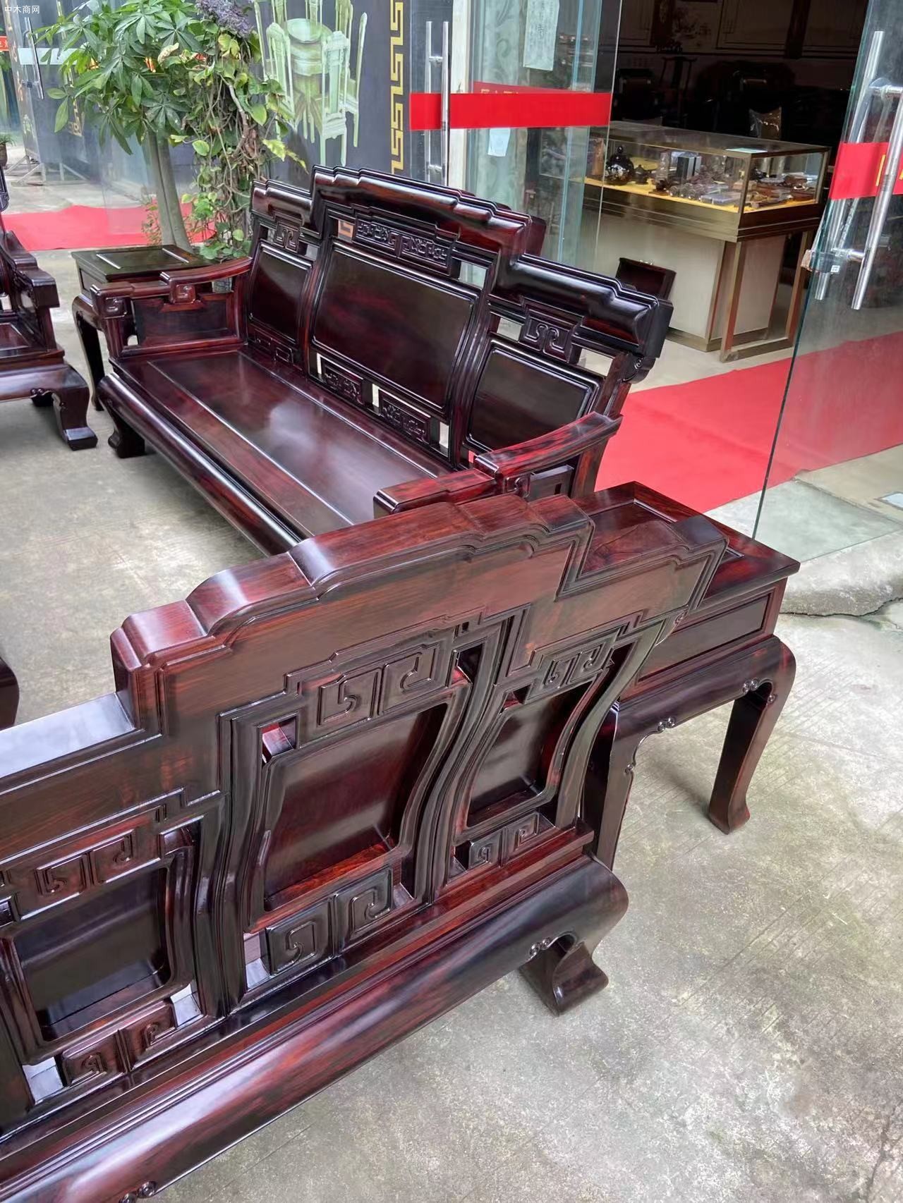 黑料极品凭祥匠心居红木家具老挝大红酸枝步步高沙发十件套厂家