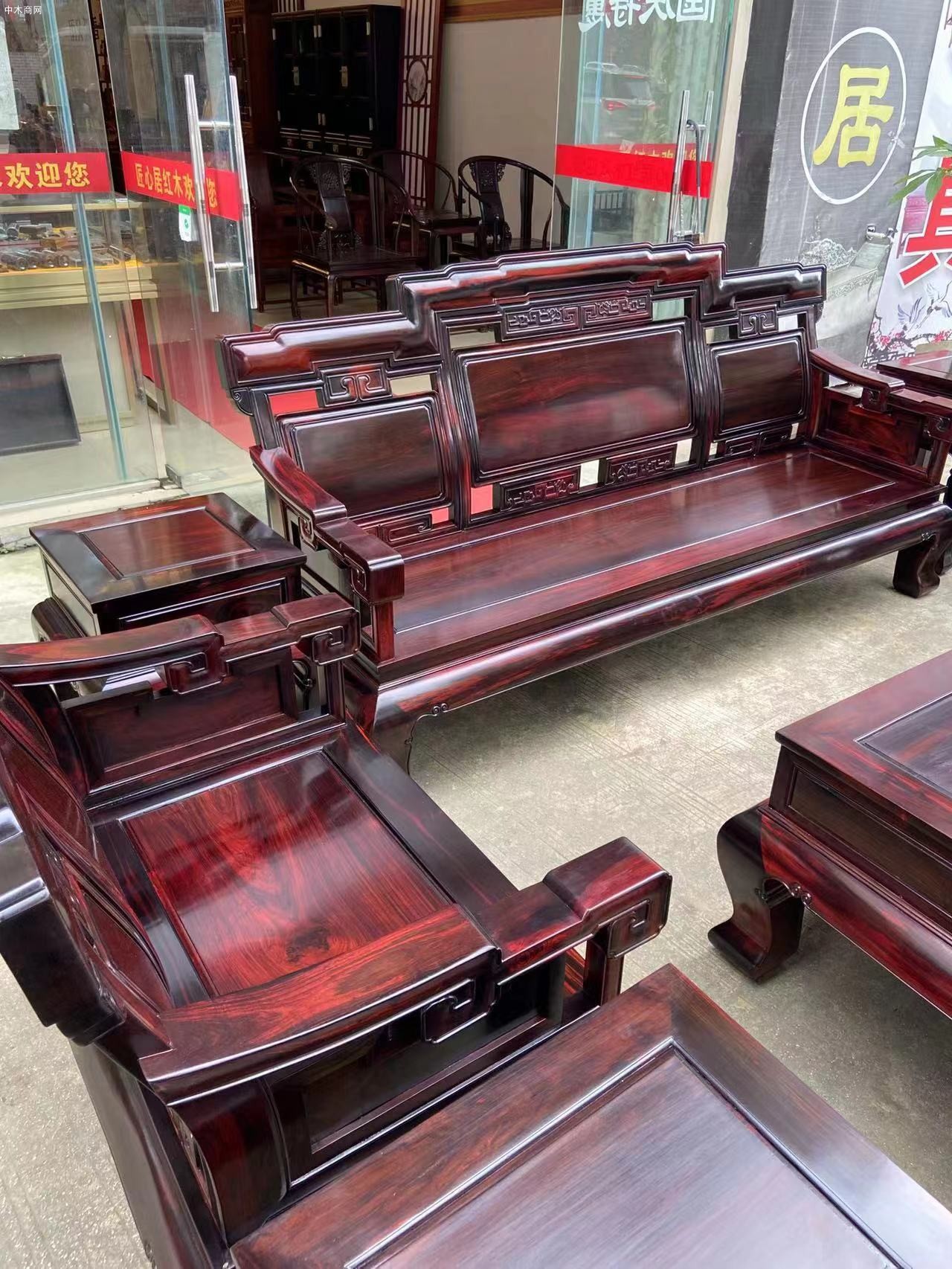 黑料极品凭祥匠心居红木家具老挝大红酸枝步步高沙发十件套品牌