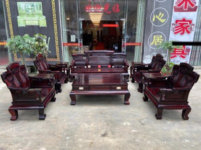 凭祥匠心居红木家具黑料极品老挝大红酸枝步步高沙发十件套价格