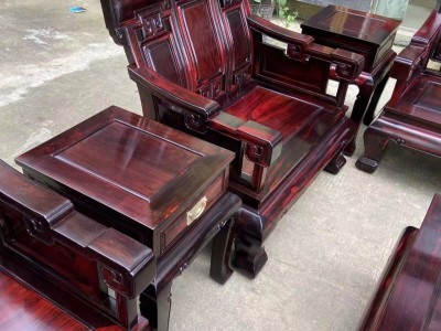 凭祥匠心居红木家具黑料极品老挝大红酸枝步步高沙发十件套价格图4
