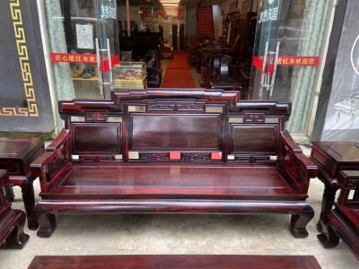 凭祥匠心居红木家具黑料极品老挝大红酸枝步步高沙发十件套价格图3