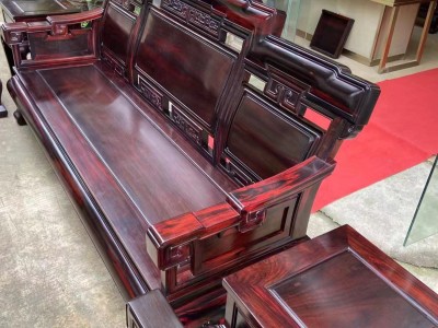 凭祥匠心居红木家具黑料极品老挝大红酸枝步步高沙发十件套价格图6