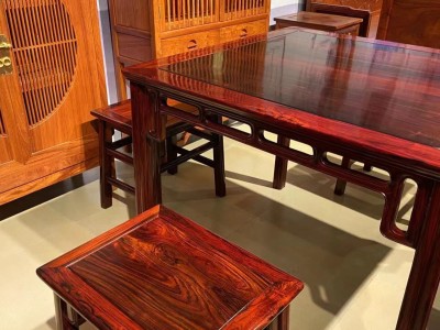 凭祥匠心居红木家具老挝大红酸枝明式休闲桌五件套价格图4