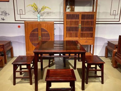 凭祥匠心居红木家具老挝大红酸枝明式休闲桌五件套价格图8