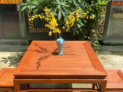 凭祥红木家具匠心居缅甸花梨木明式休闲桌五件套价格图3
