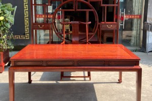 凭祥匠心居红木家具缅甸花梨黑红老料茶桌六件套生产厂家