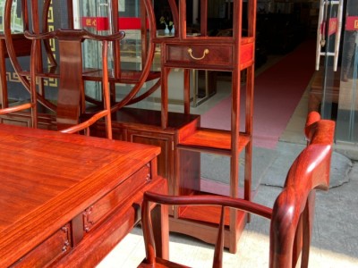 凭祥匠心居红木家具缅甸花梨黑红老料茶桌六件套生产厂家图6