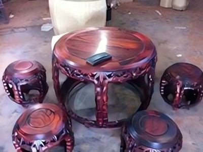 七件套精品交趾黄檀竹节古台凳子