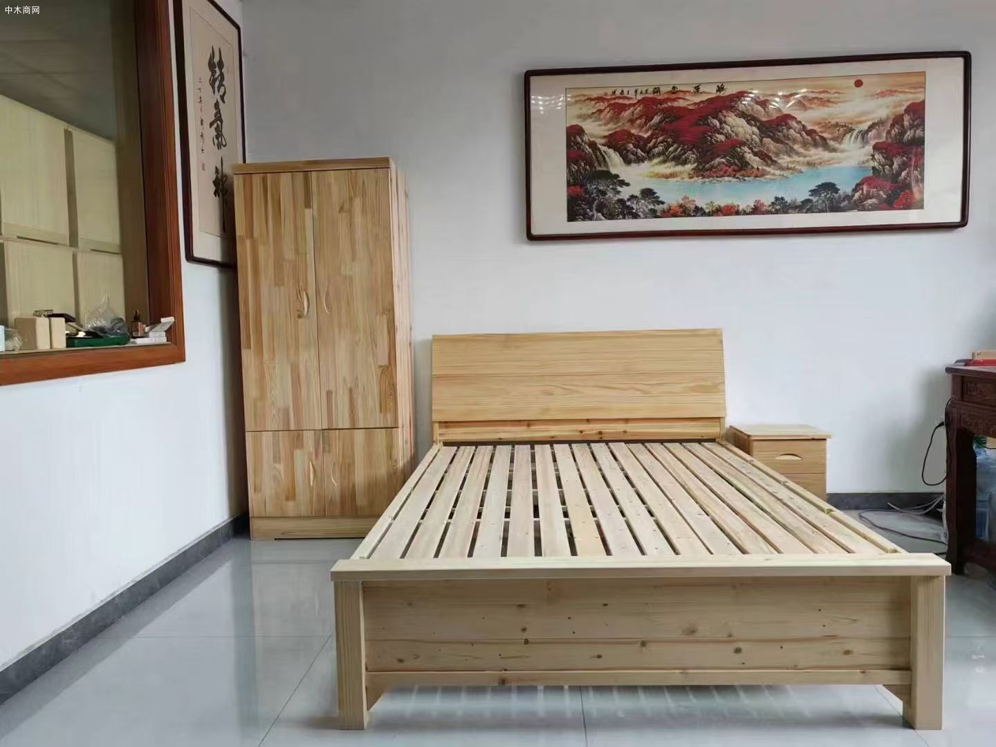 太仓展久木业厂家直发松木床上下床,单层床厂家