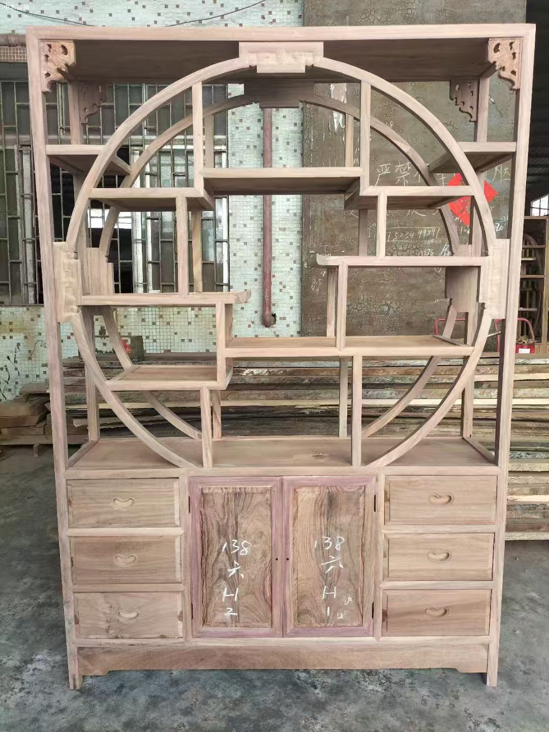 帝源古典家具厂家直销亚花梨五福博古架品牌