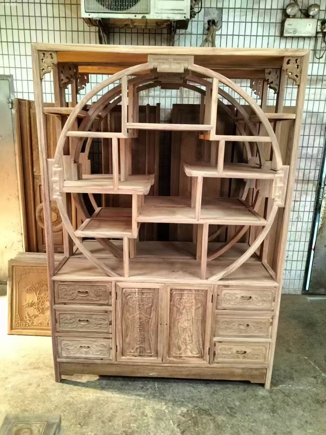 帝源古典家具厂家直销亚花梨五福博古架品牌