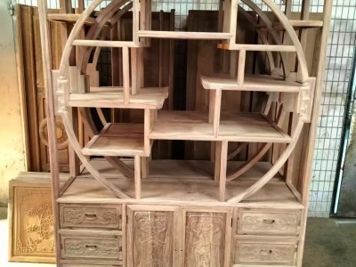 帝源古典家具厂家直销亚花梨五福博古架图4