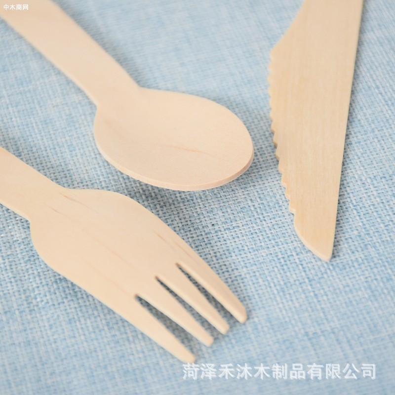 刀叉勺独立包装餐具 蛋糕生日会一次性木质品